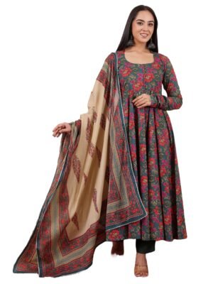 Auvoria Women Viscose Printed Kurta and pant Set with Dupatta