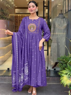 Auvoria Women Viscose Printed Kurta and Pant Set with Dupatta