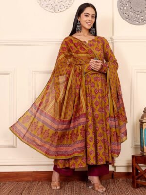 Auvoria Women Viscose Printed Kurta and Pant Set with Dupatta