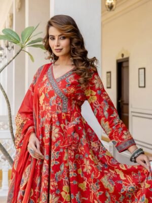 Auvoria Women Viscose Printed Kurta and Pant Set with Dupatta