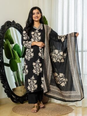 Auvoria Women Viscose Printed Kurta and pant Set with Dupatta