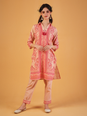 Auvoria Gulabi Saher Cotton Kurta Set